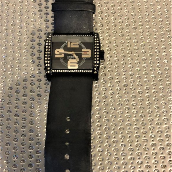 Esprit Evening Watch--Black with Rhinestones - Picture 2 of 3